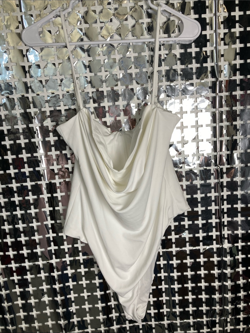 Zara Cream Draped Cowl Neck Bodysuit